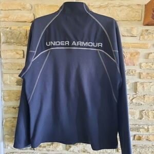 Under Armour Fleece Jacket Black Full Zip Back Logo Multipocket Mens Sz Medium